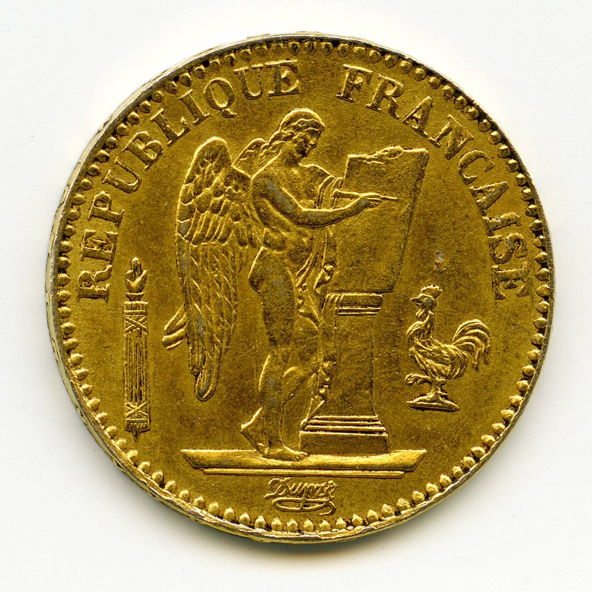 20 Francs Génie - Platine - 1876 A avers