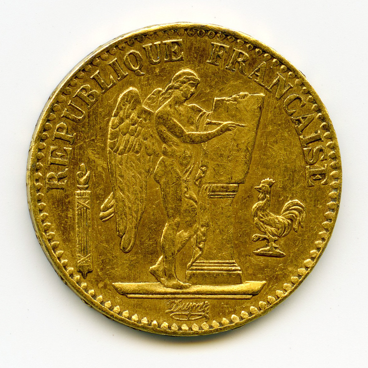 20 Francs Génie - Platine - 1876 A avers 20 Francs Génie - Platine - 1876 A avers