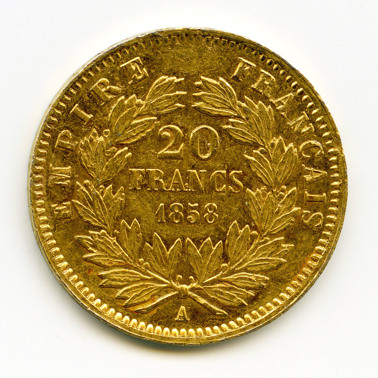 Napoléon III - 20 Frs Platine - 1858 A revers Napoléon III - 20 Frs Platine - 1858 A revers