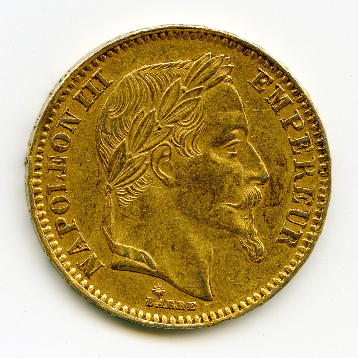 Napoléon III - 20 Frs Platine - 1865 A avers
