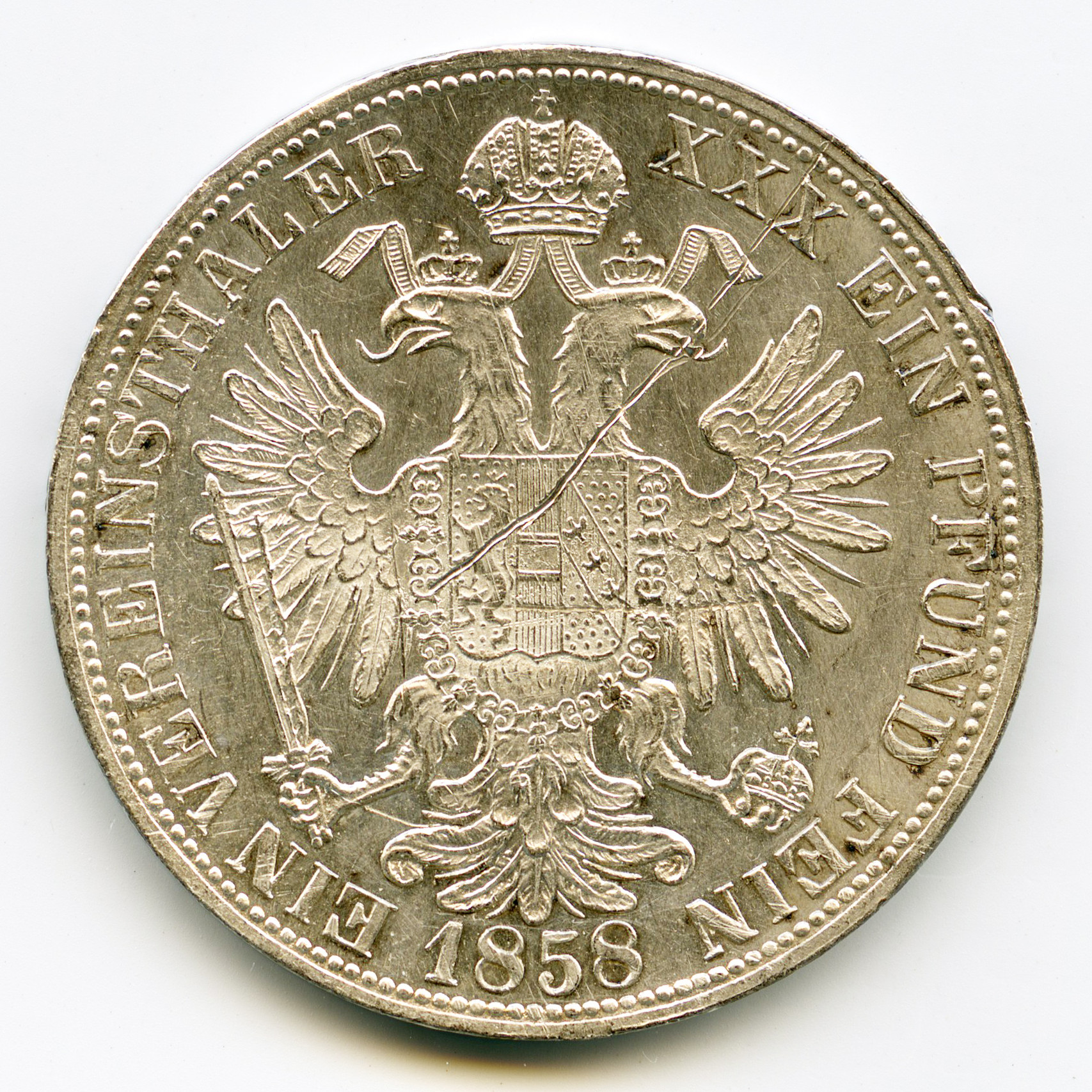 Autriche - 1 Thaler - 1858 B revers