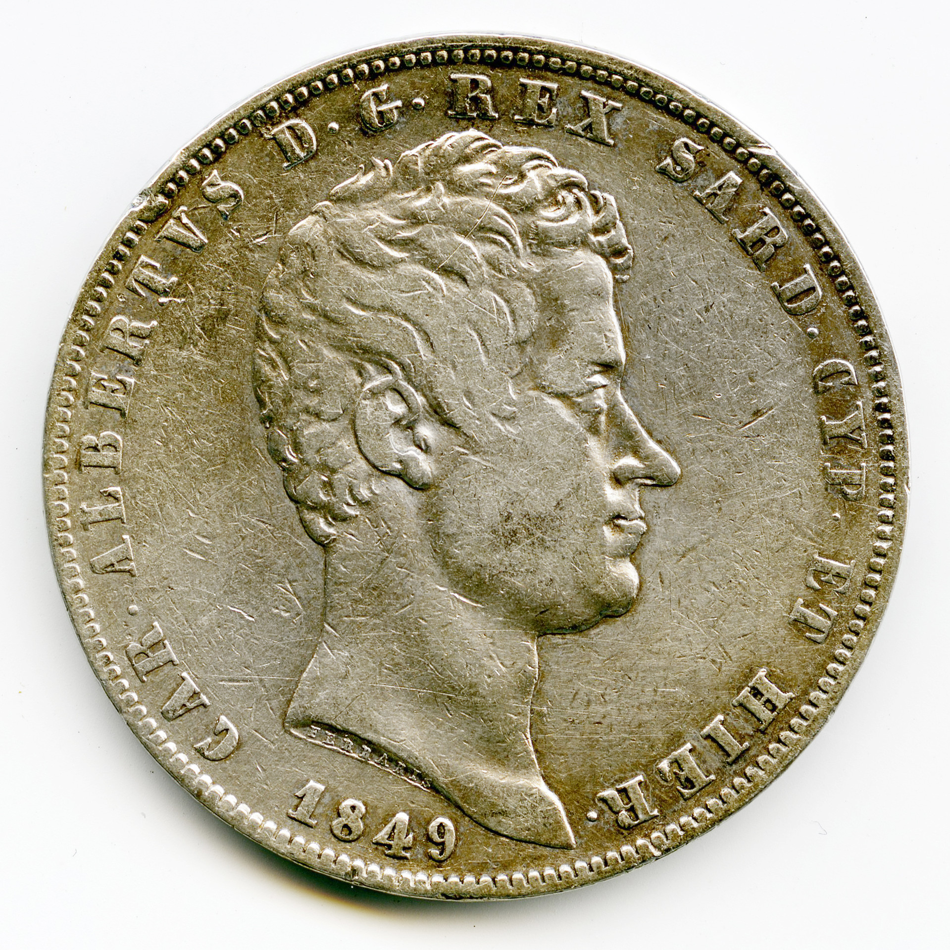 Italie - 5 Lire - 1849 - Gênes avers