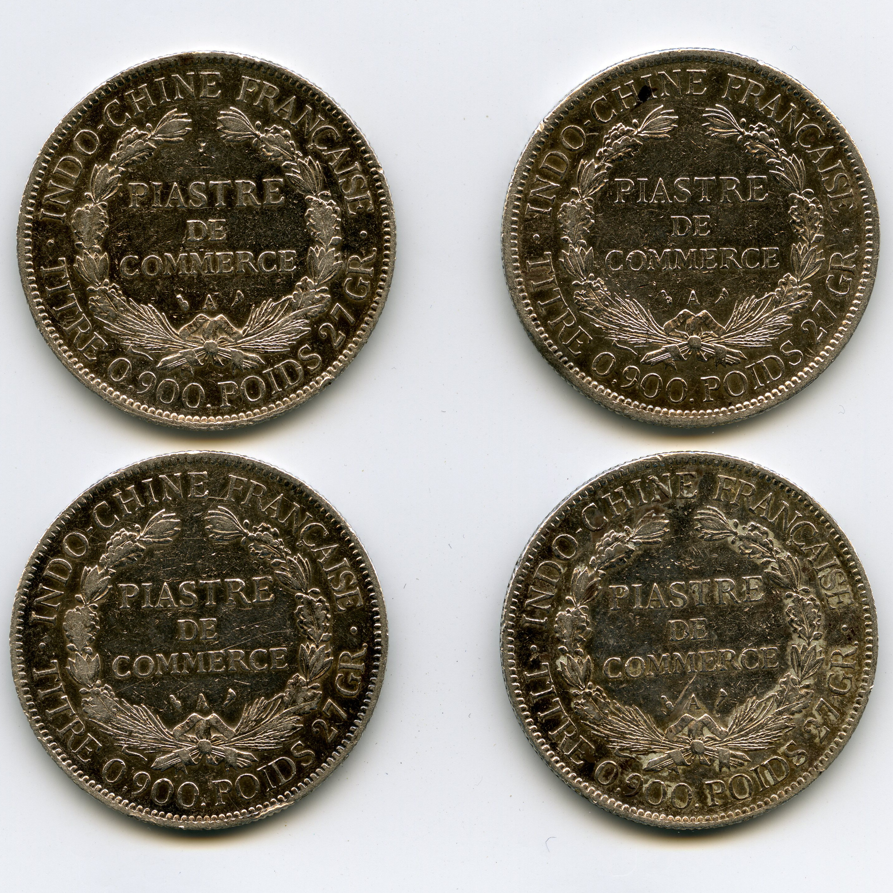 Indochine - Piastre de Commerce - 1907 à 1910 revers Indochine - Piastre de Commerce - 1907 à 1910 revers