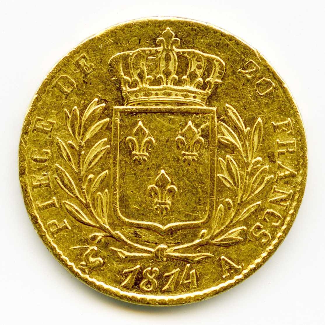 Louis XVIII - 20 Francs - 1814 A revers Louis XVIII - 20 Francs - 1814 A revers