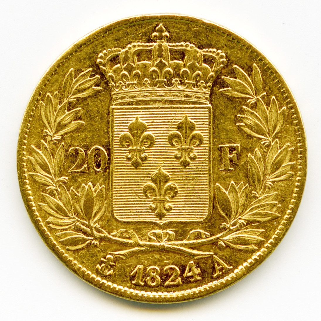 Louis XVIII - 20 Francs - 1824 A revers Louis XVIII - 20 Francs - 1824 A revers