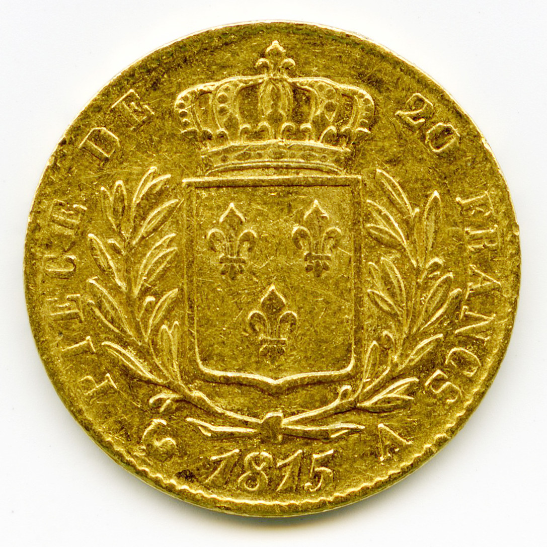 Louis XVIII - 20 Francs - 1815 A revers