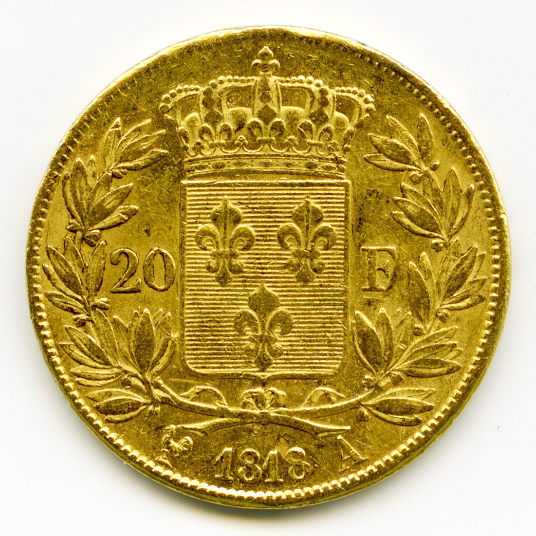 Louis XVIII - 20 Francs - 1818 A revers Louis XVIII - 20 Francs - 1818 A revers