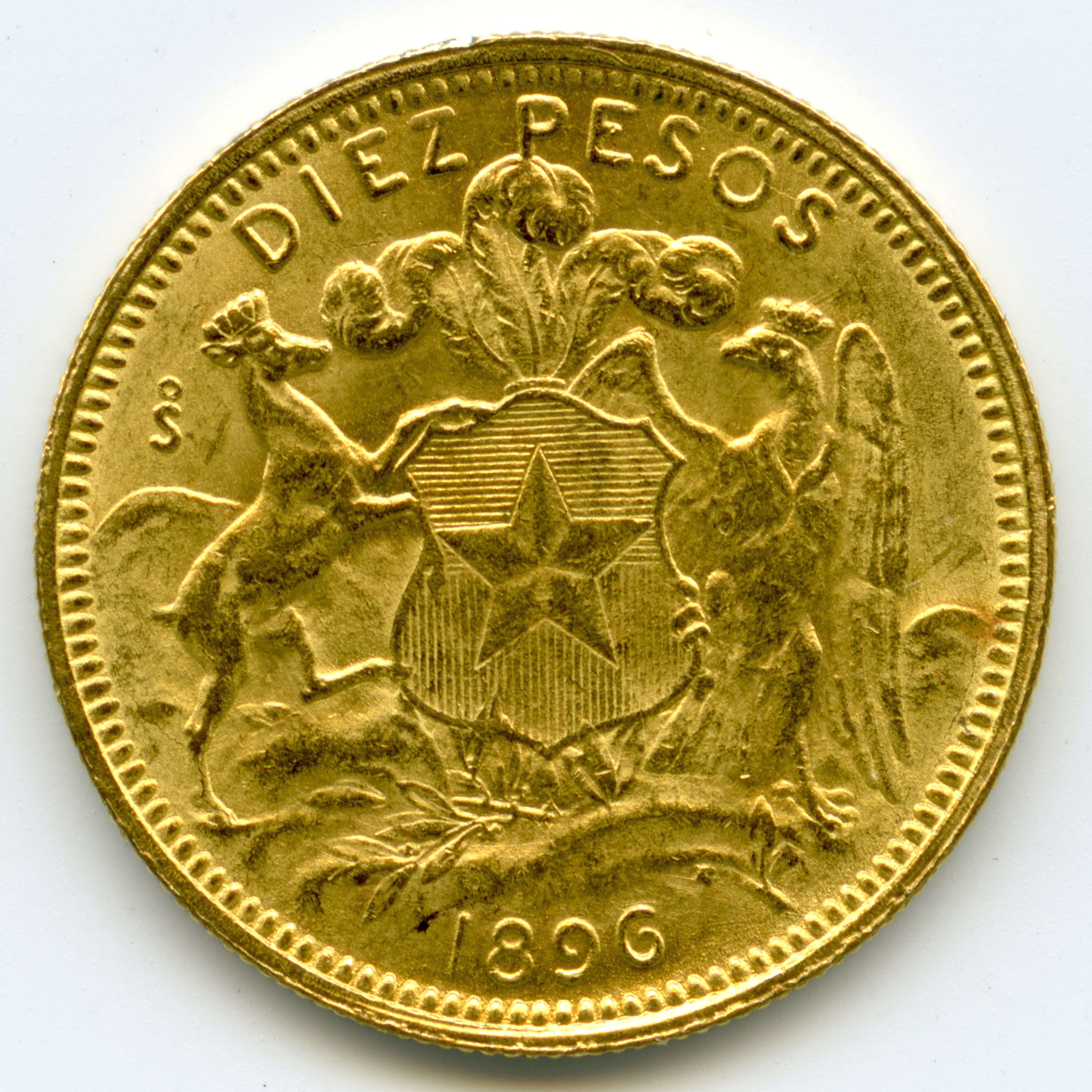 Chili - 10 Pesos - 1896 revers