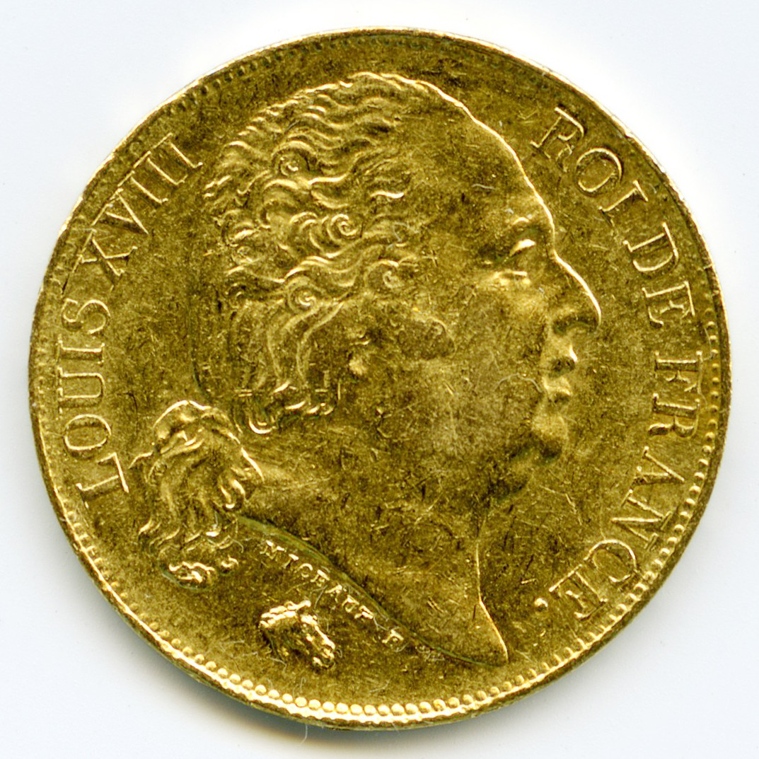 Louis XVIII - 20 Francs - 1818 W avers