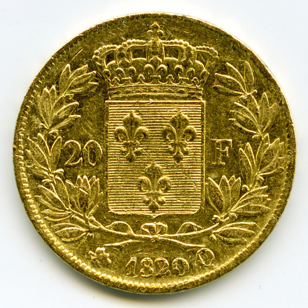 Louis XVIII - 20 Francs - 1820 Q revers