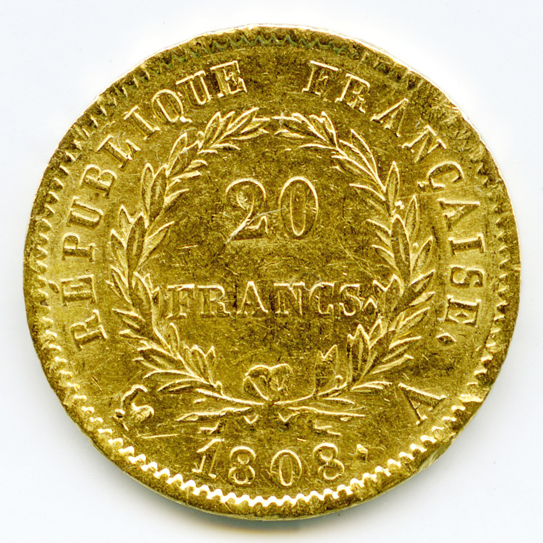 Napoléon Ier - 20 Francs - 1808 A revers