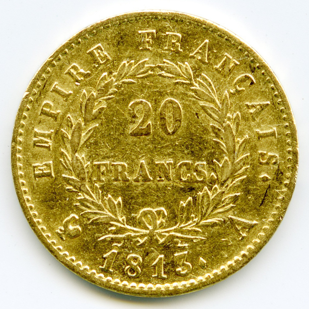 Napoléon Ier - 20 Francs - 1813 A revers Napoléon Ier - 20 Francs - 1813 A revers