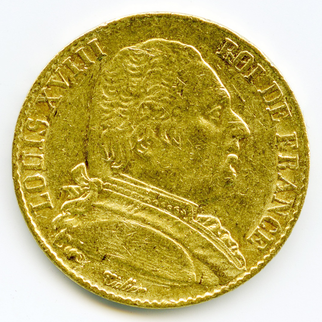 Louis XVIII - 20 Francs - 1815 A avers Louis XVIII - 20 Francs - 1815 A avers