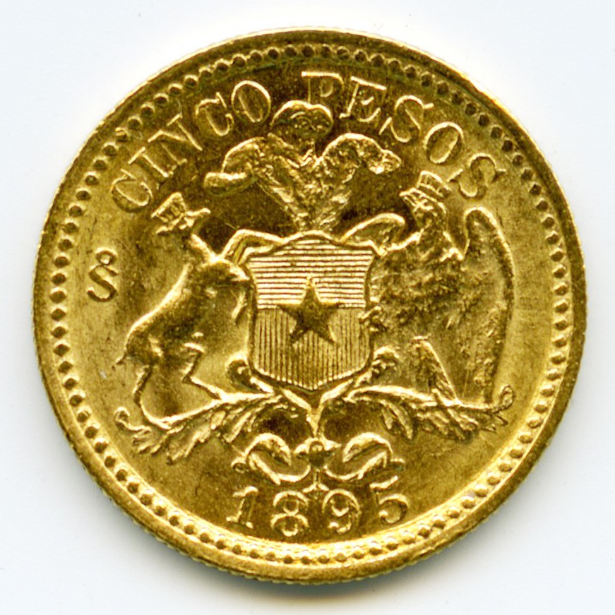 Chili - 5 Pesos - 1895 revers