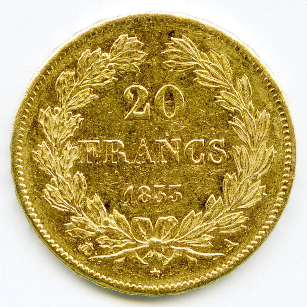 Louis-Philippe Ier - 20 Francs - 1833 A revers