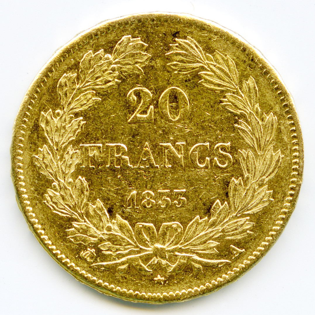 Louis-Philippe Ier - 20 Francs - 1833 A revers Louis-Philippe Ier - 20 Francs - 1833 A revers