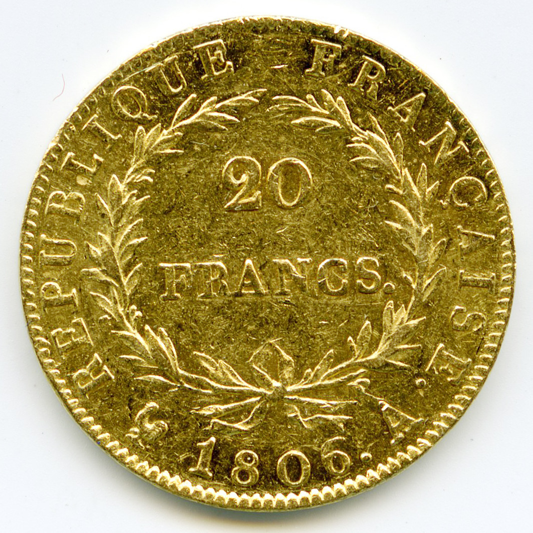 Napoléon Ier - 20 Francs - 1806 A revers