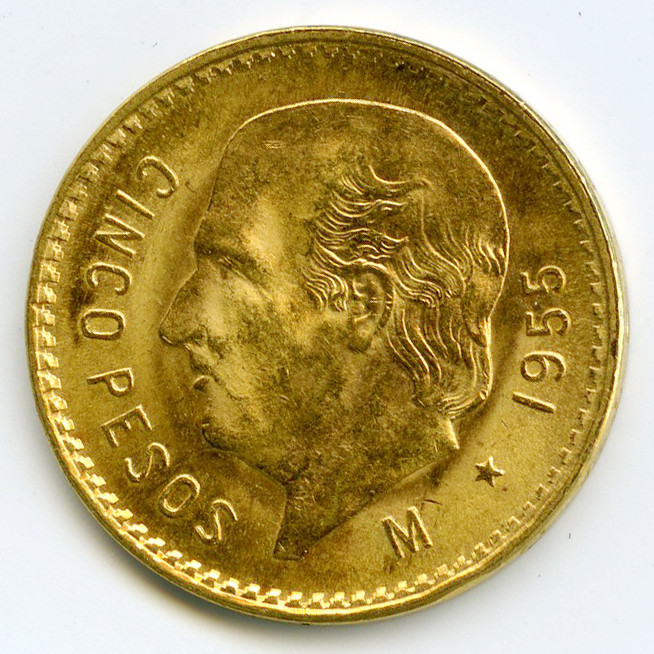 Mexique - 5 Pesos - 1955 revers Mexique - 5 Pesos - 1955 revers
