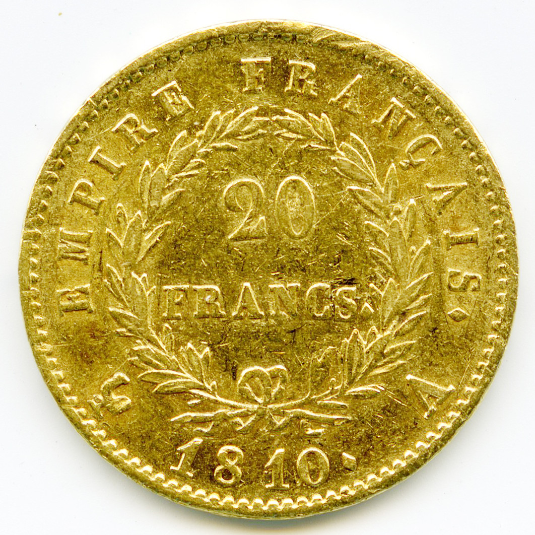 Napoléon Ier - 20 Francs - 1810 A revers Napoléon Ier - 20 Francs - 1810 A revers