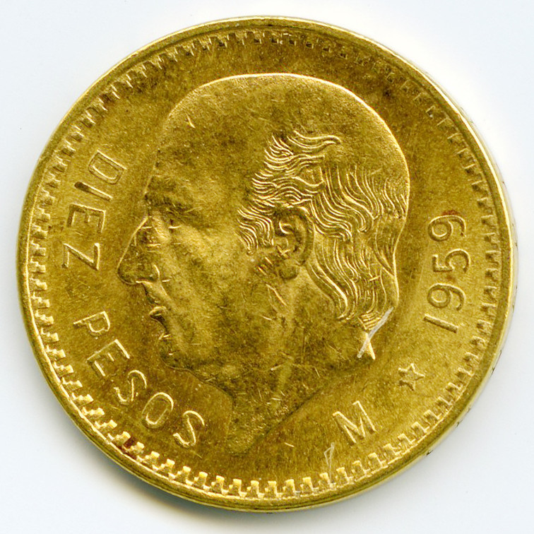 Mexique - 10 Pesos - 1959 revers Mexique - 10 Pesos - 1959 revers