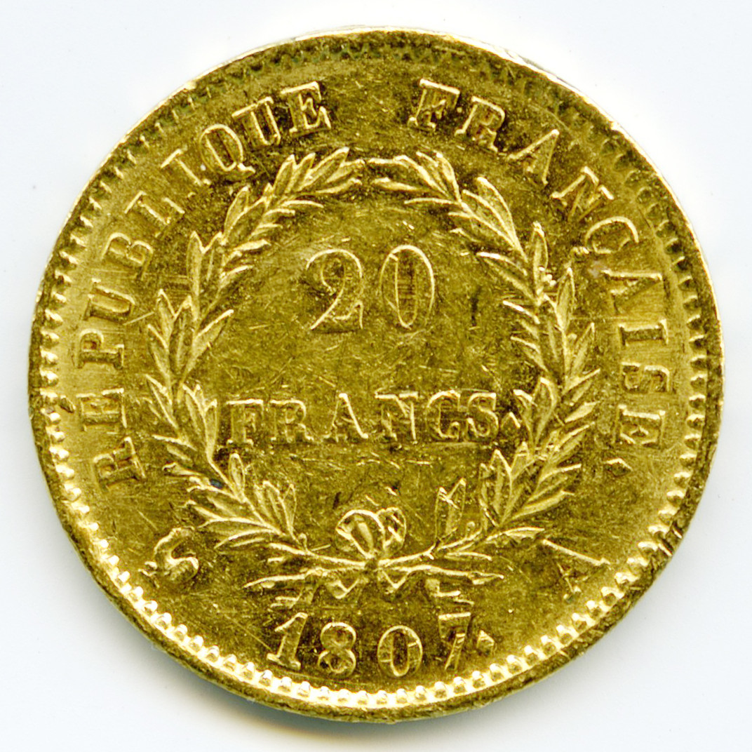 Napoleon Ier - 20 Francs - 1807 A revers