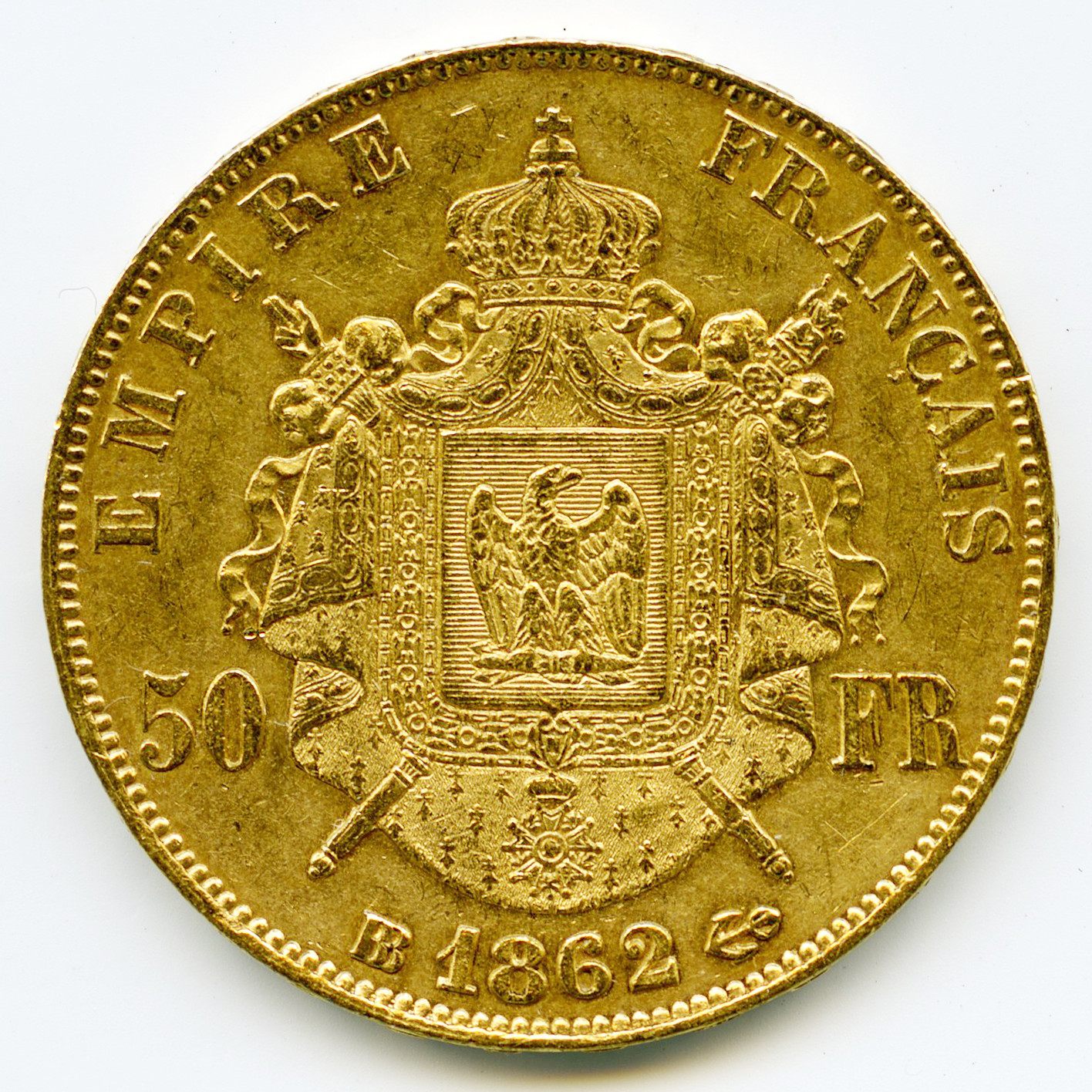 Napoléon III - 50 Francs - 1862 BB revers Napoléon III - 50 Francs - 1862 BB revers