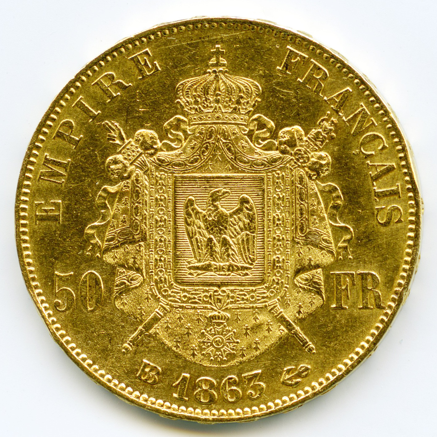 Napoléon III - 50 Francs - 1863 BB revers