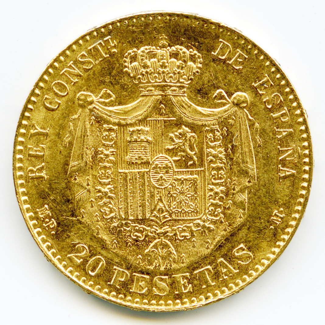 Espagne - 20 Pesetas - 1890 revers