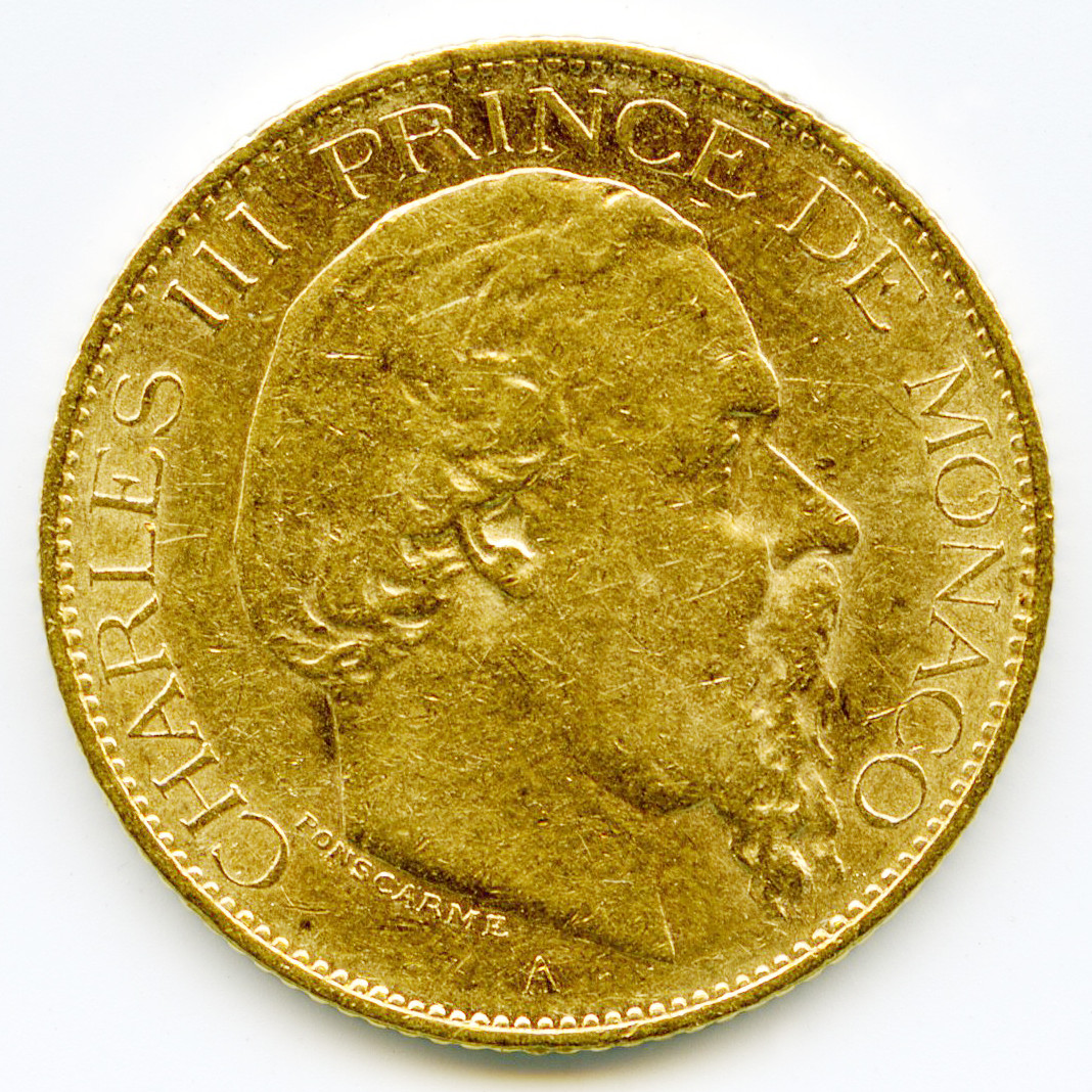 Monaco - 20 Francs - 1878 A avers Monaco - 20 Francs - 1878 A avers