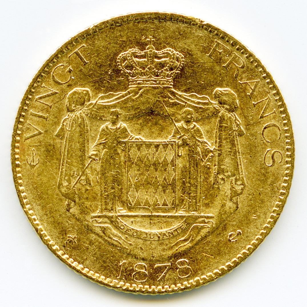 Monaco - 20 Francs - 1878 A revers Monaco - 20 Francs - 1878 A revers