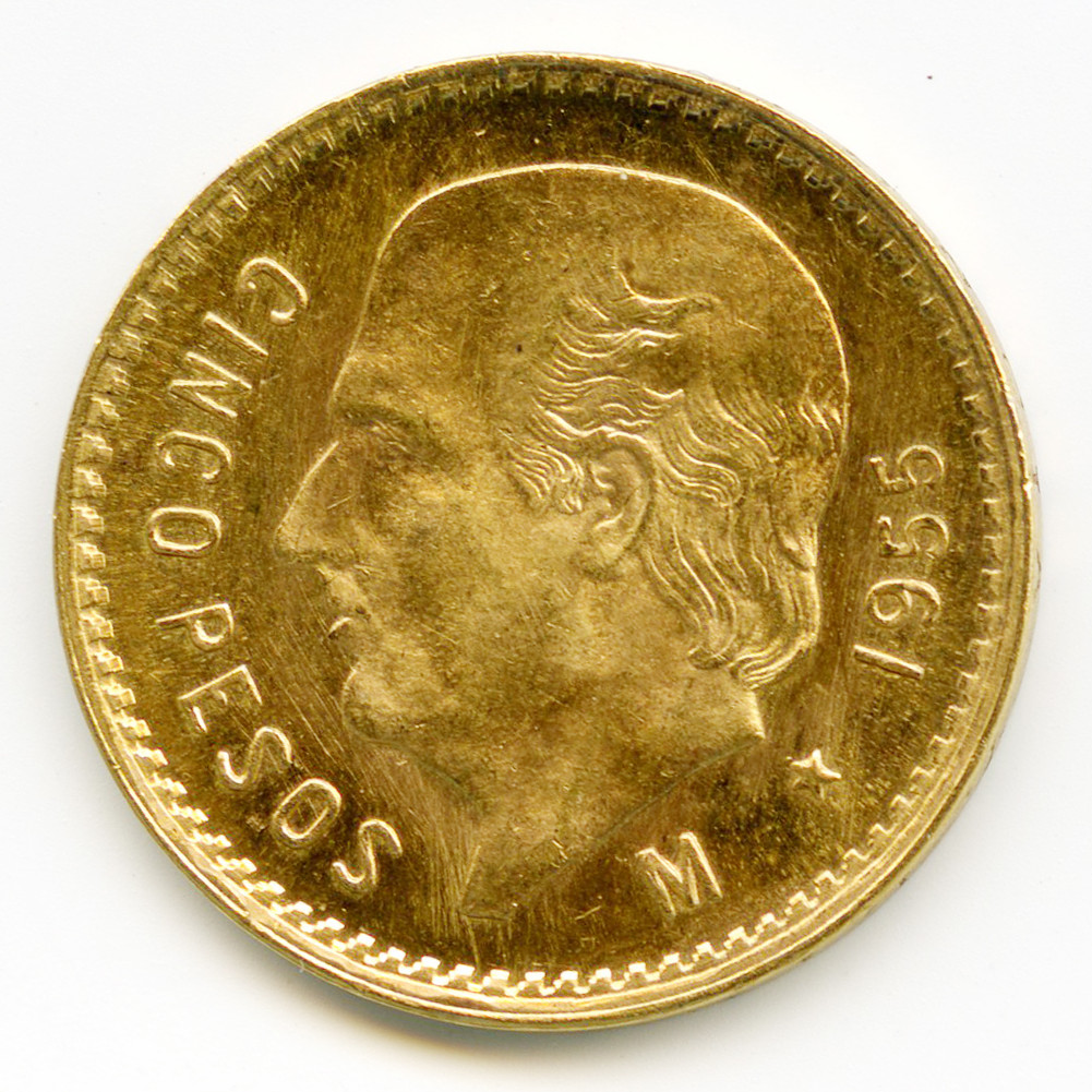 Mexique - 5 Pesos - 1955 M avers Mexique - 5 Pesos - 1955 M avers