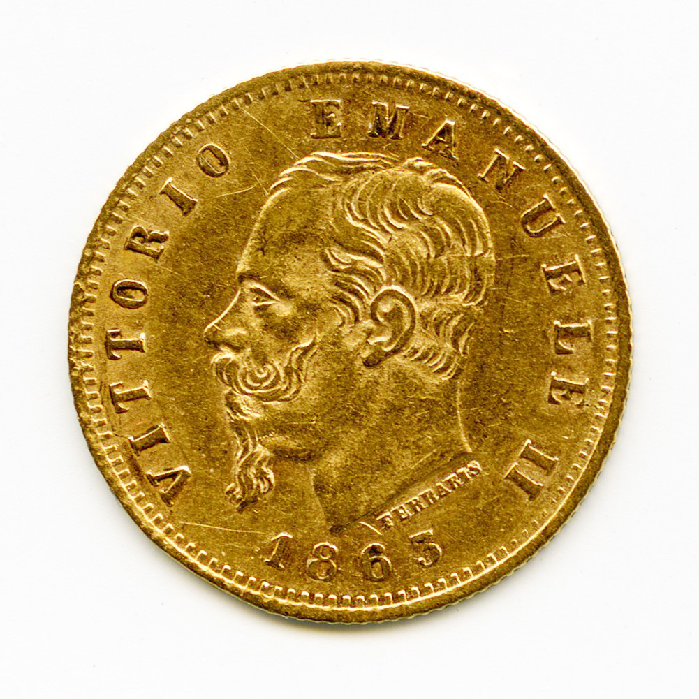 Italie - 5 Lire - 1863 T avers