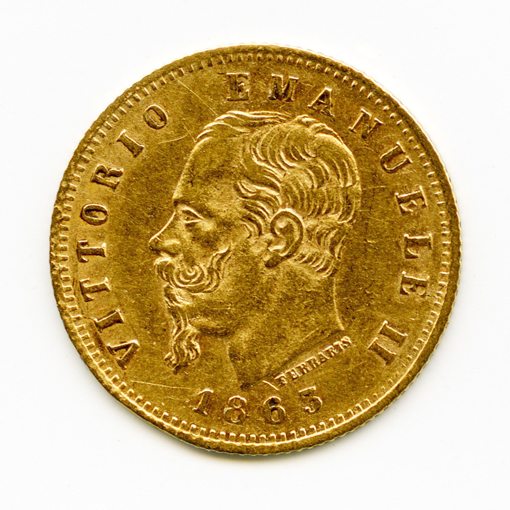 Italie - 5 Lire - 1863 T avers Italie - 5 Lire - 1863 T avers
