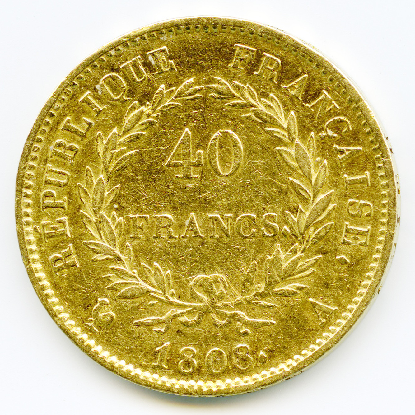 Napoléon Ier - 40 Francs - 1808 A revers Napoléon Ier - 40 Francs - 1808 A revers