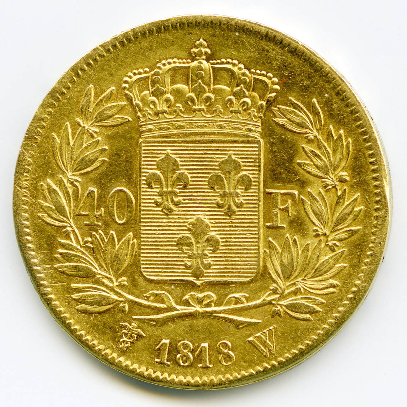 Louis XVIII - 40 Francs - 1818 W revers