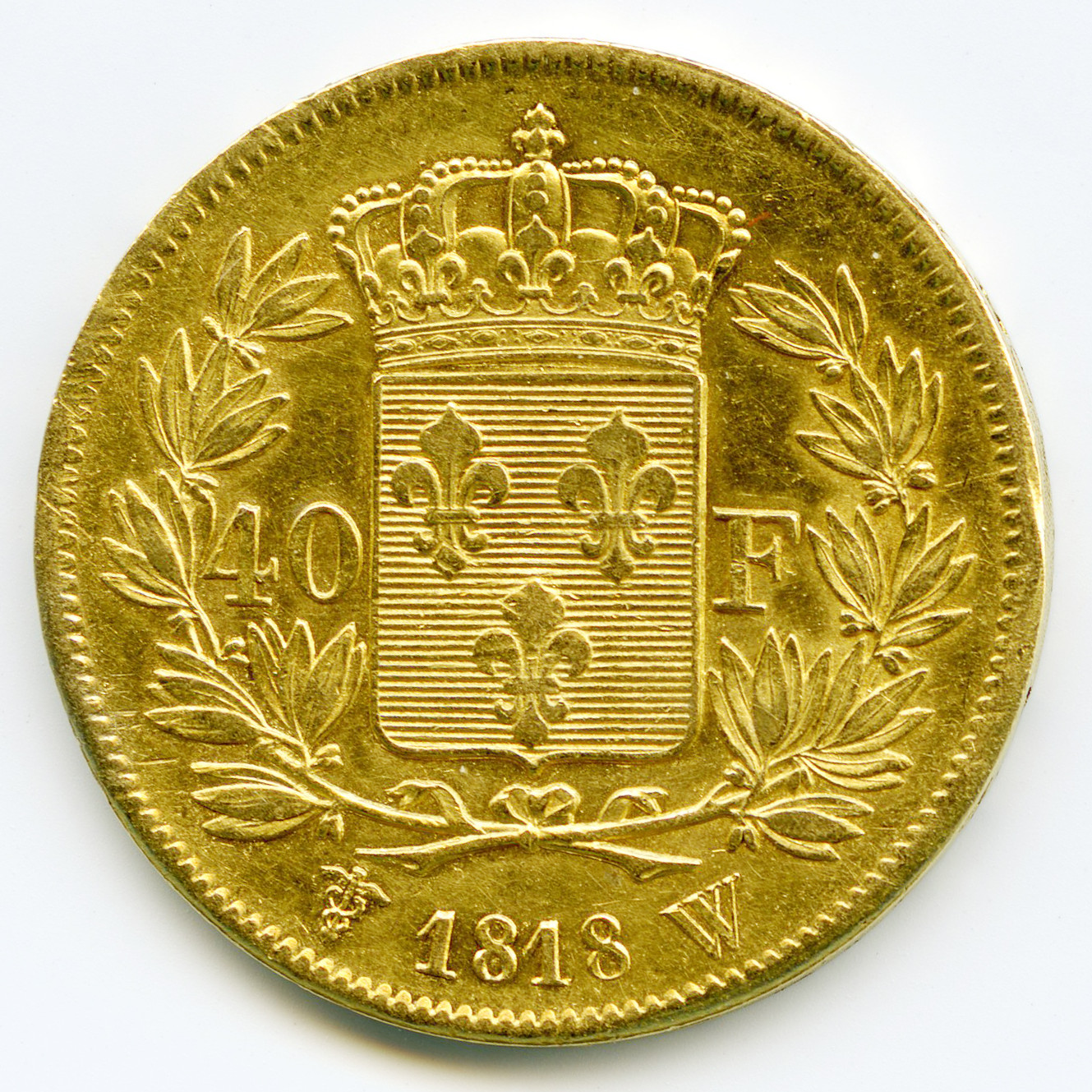 Louis XVIII - 40 Francs - 1818 W revers Louis XVIII - 40 Francs - 1818 W revers