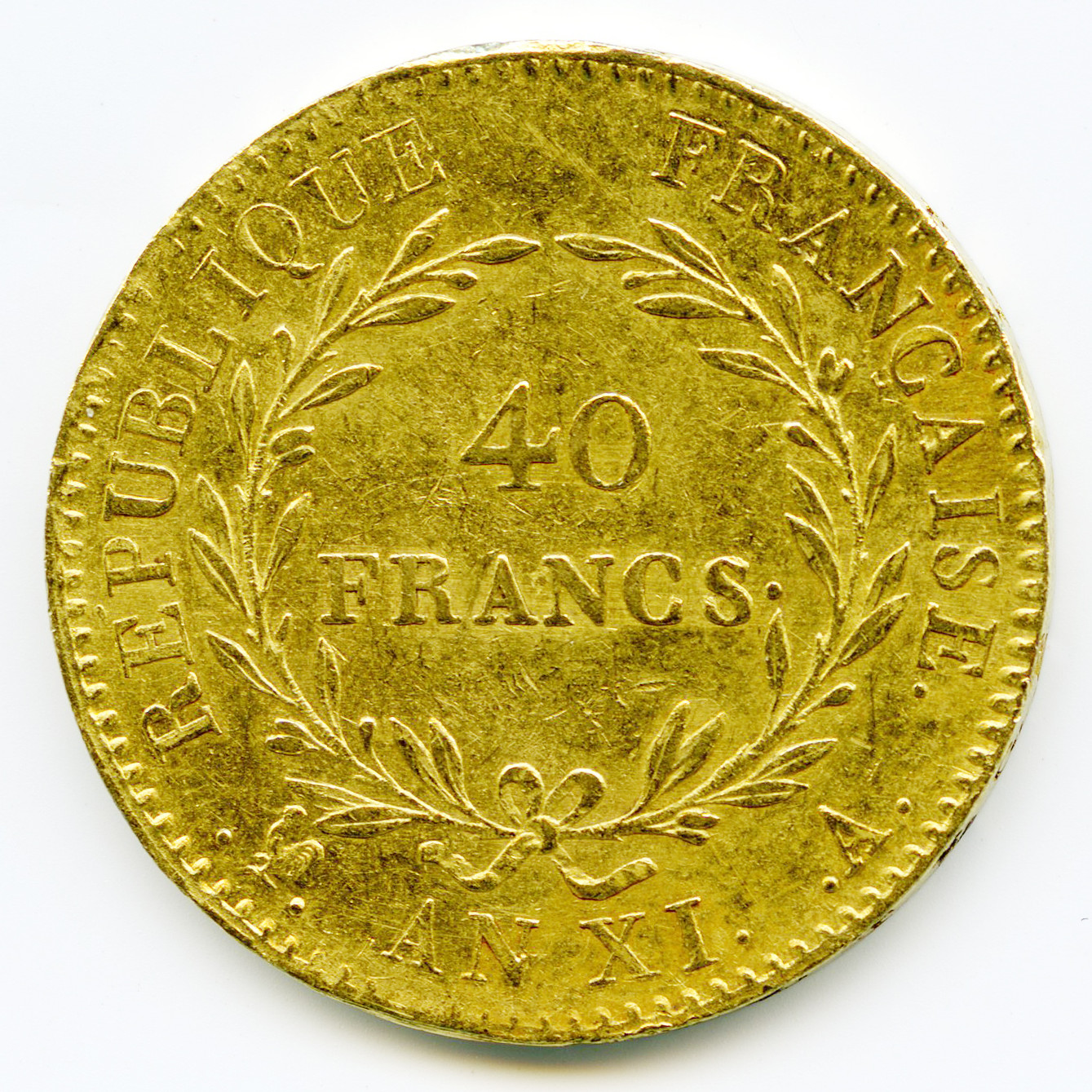Bonaparte - 40 Francs - l'An XI A revers Bonaparte - 40 Francs - l'An XI A revers