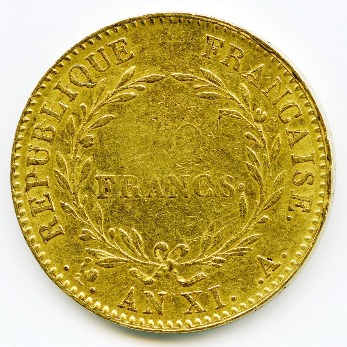 Bonaparte - 40 Francs - l'An XI A revers