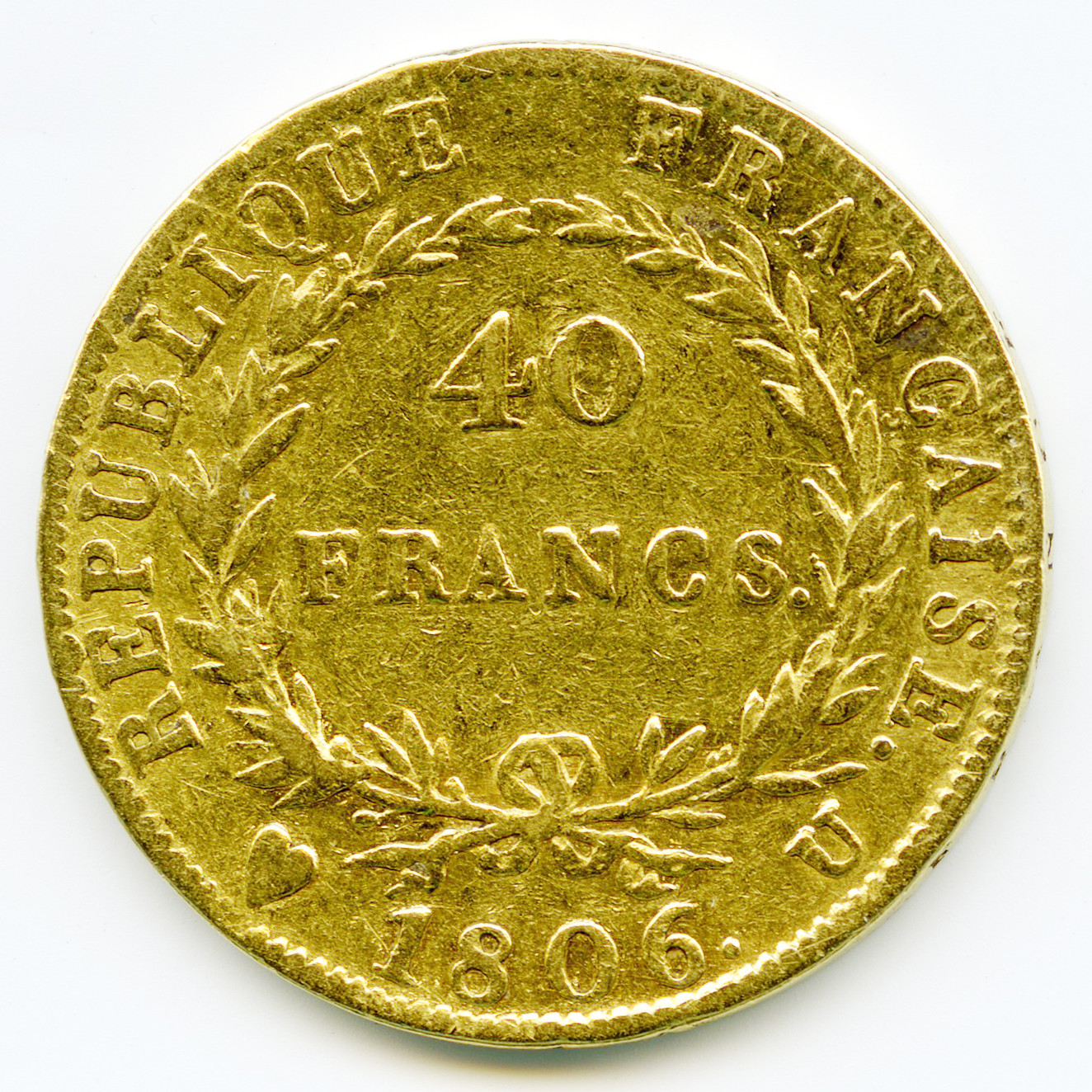 Napoléon Ier - 40 Francs - 1806 U revers Napoléon Ier - 40 Francs - 1806 U revers