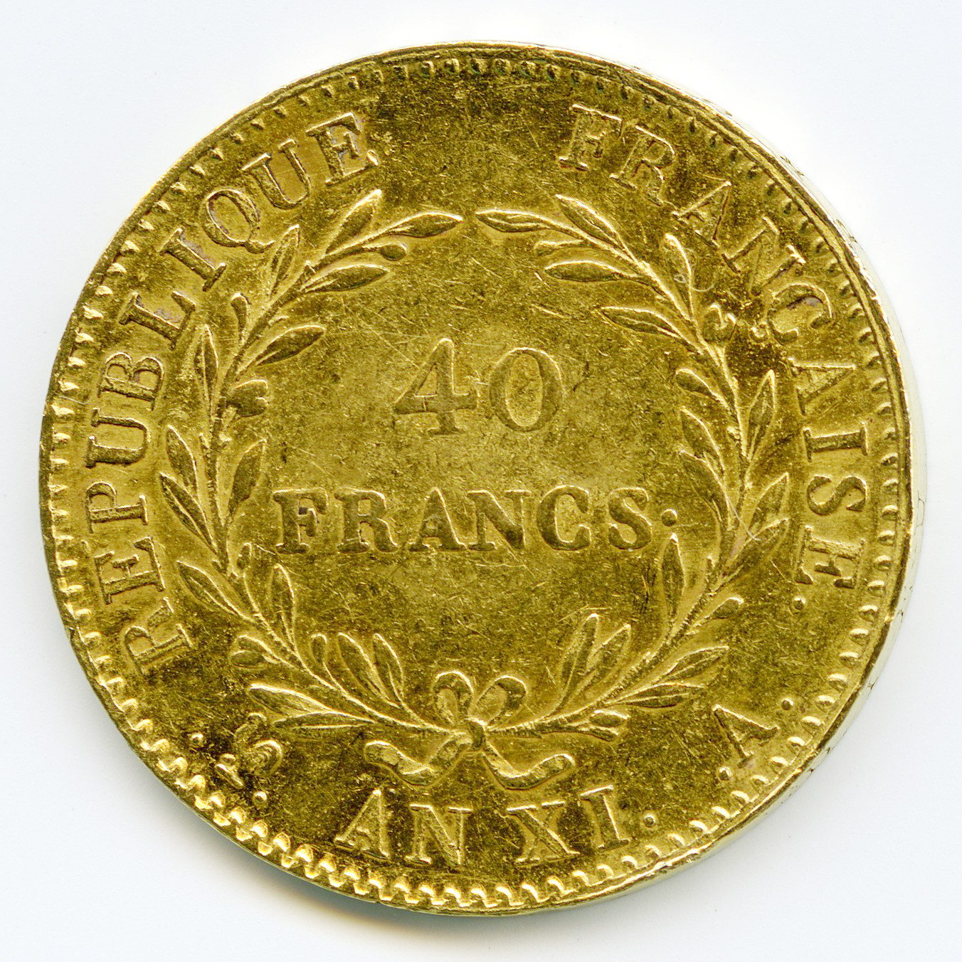 Consulat - 40 Francs - L'An XI A revers