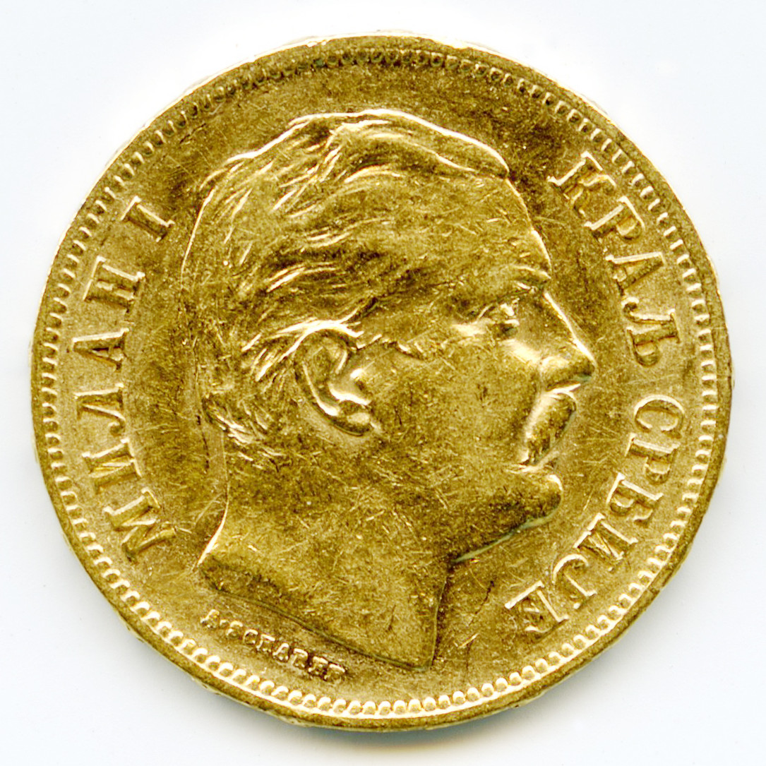 Serbie - 20 Dinars - 1882 V avers