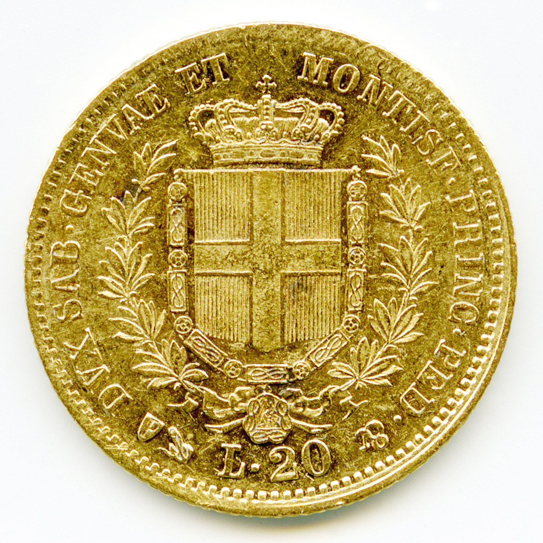 Italie - 20 Lire - 1859 - Gênes revers Italie - 20 Lire - 1859 - Gênes revers