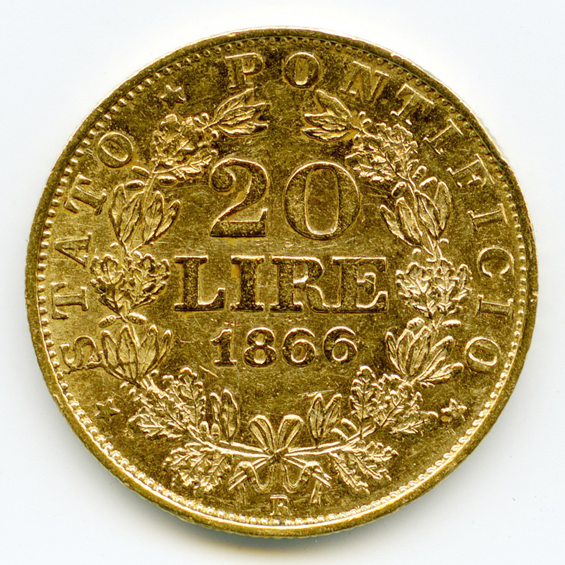 Italie - PIE X - 20 Lire - 1866 R revers