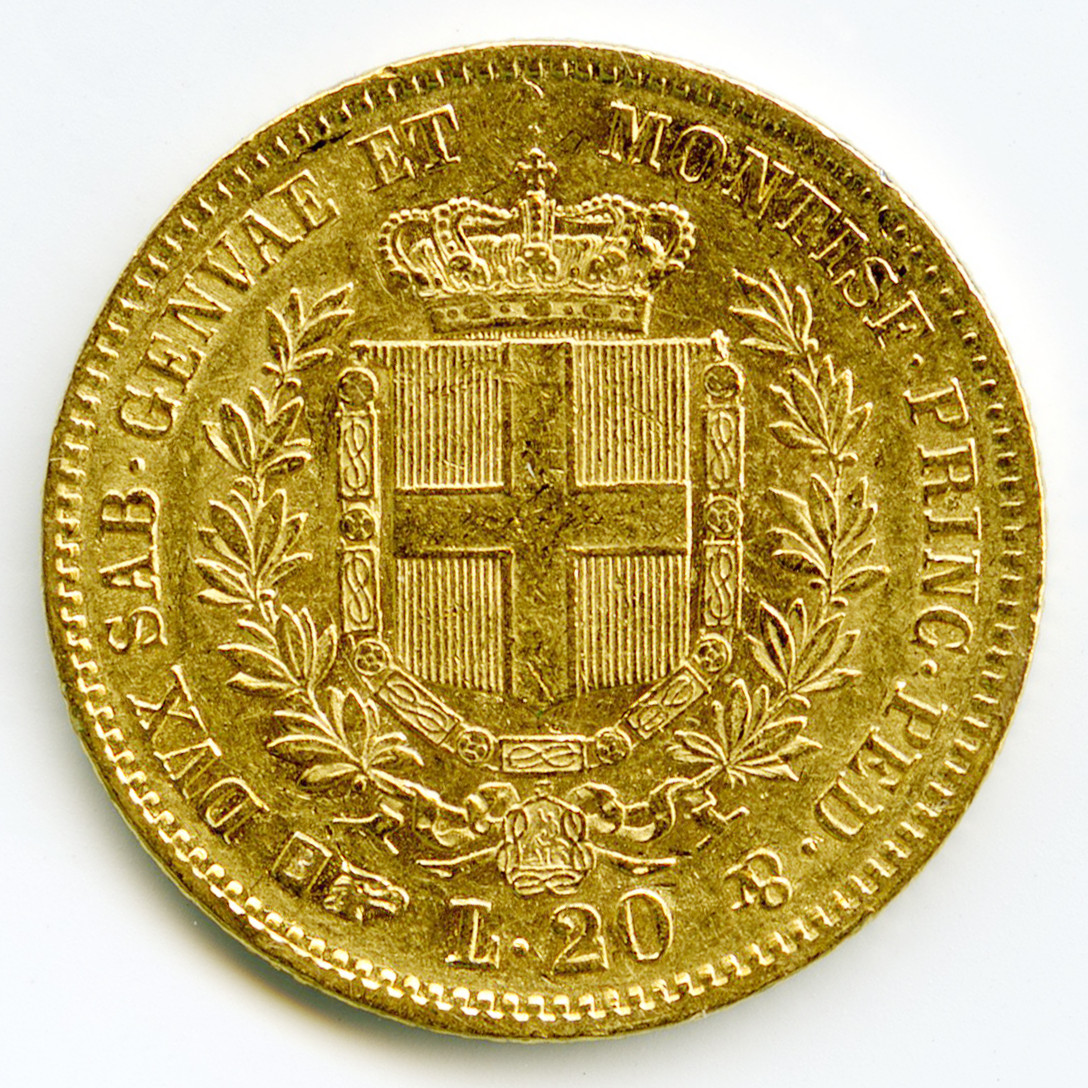 Italie - 20 Lire - 1852 - Turin revers