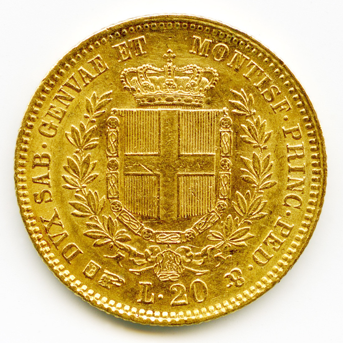 Italie - 20 Lire - 1855 Turin revers