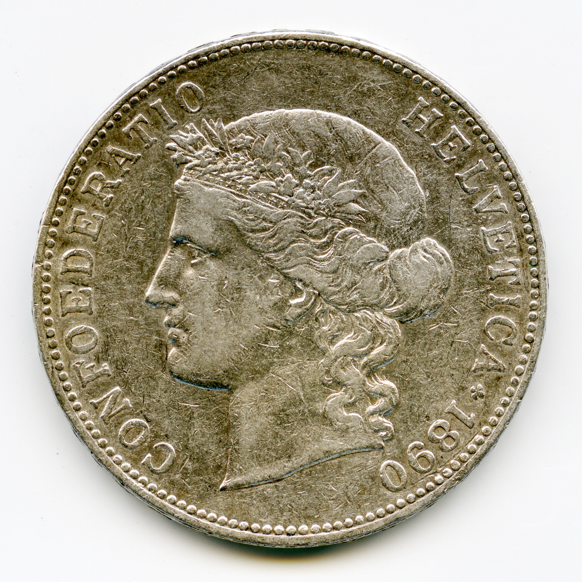 Suisse - 5 Francs - 1890 B avers
