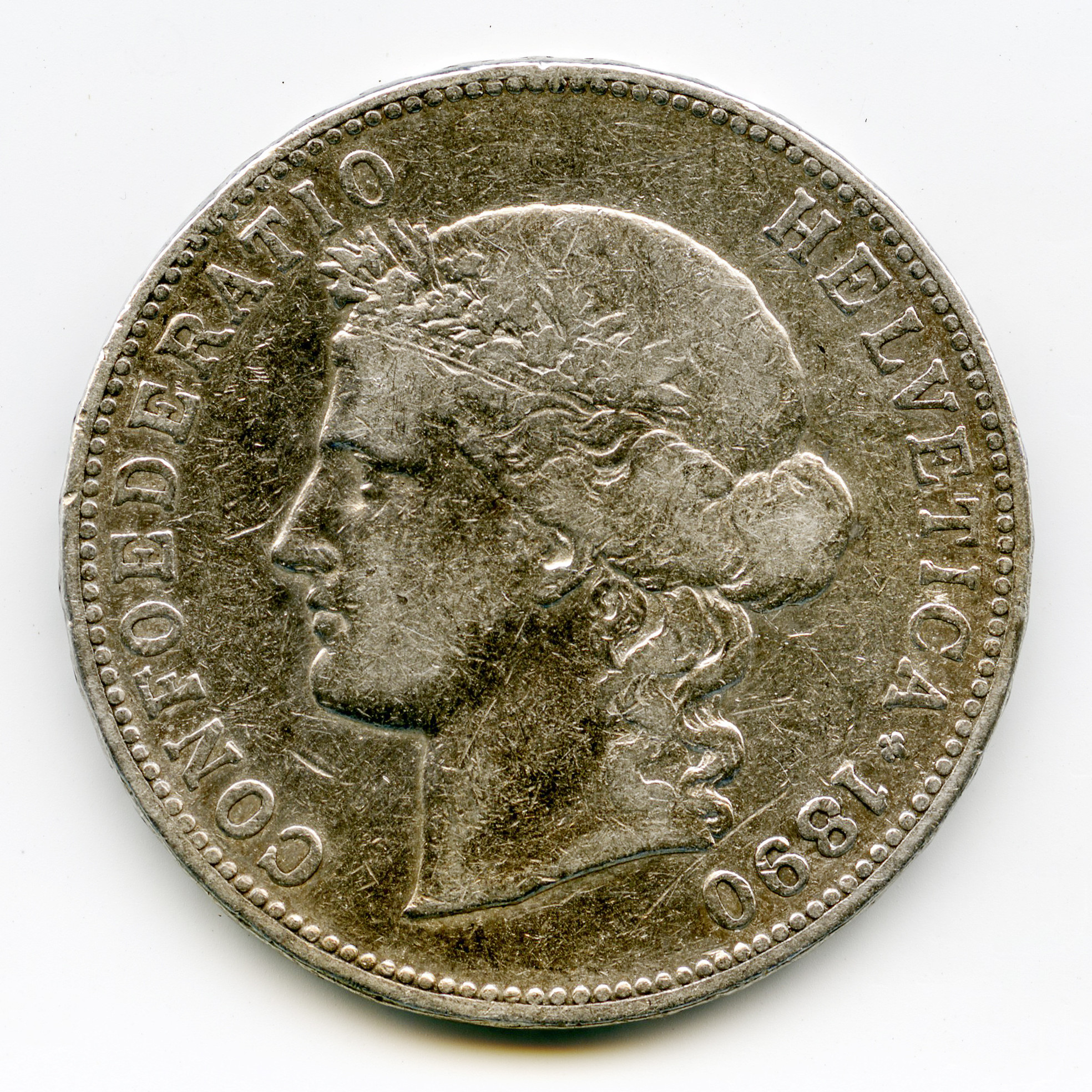 Suisse - 5 Francs - 1890 B avers Suisse - 5 Francs - 1890 B avers