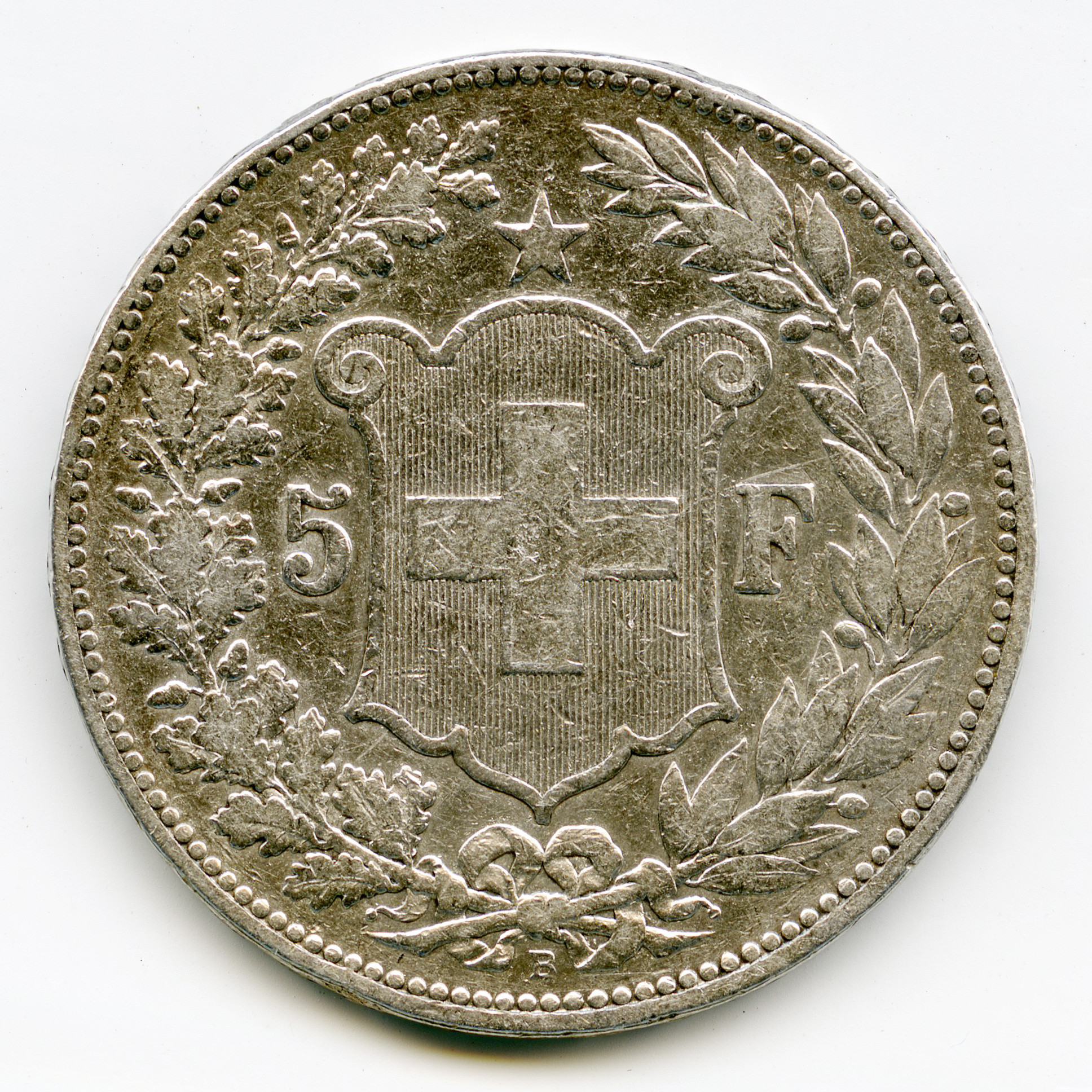 Suisse - 5 Francs - 1890 B revers Suisse - 5 Francs - 1890 B revers