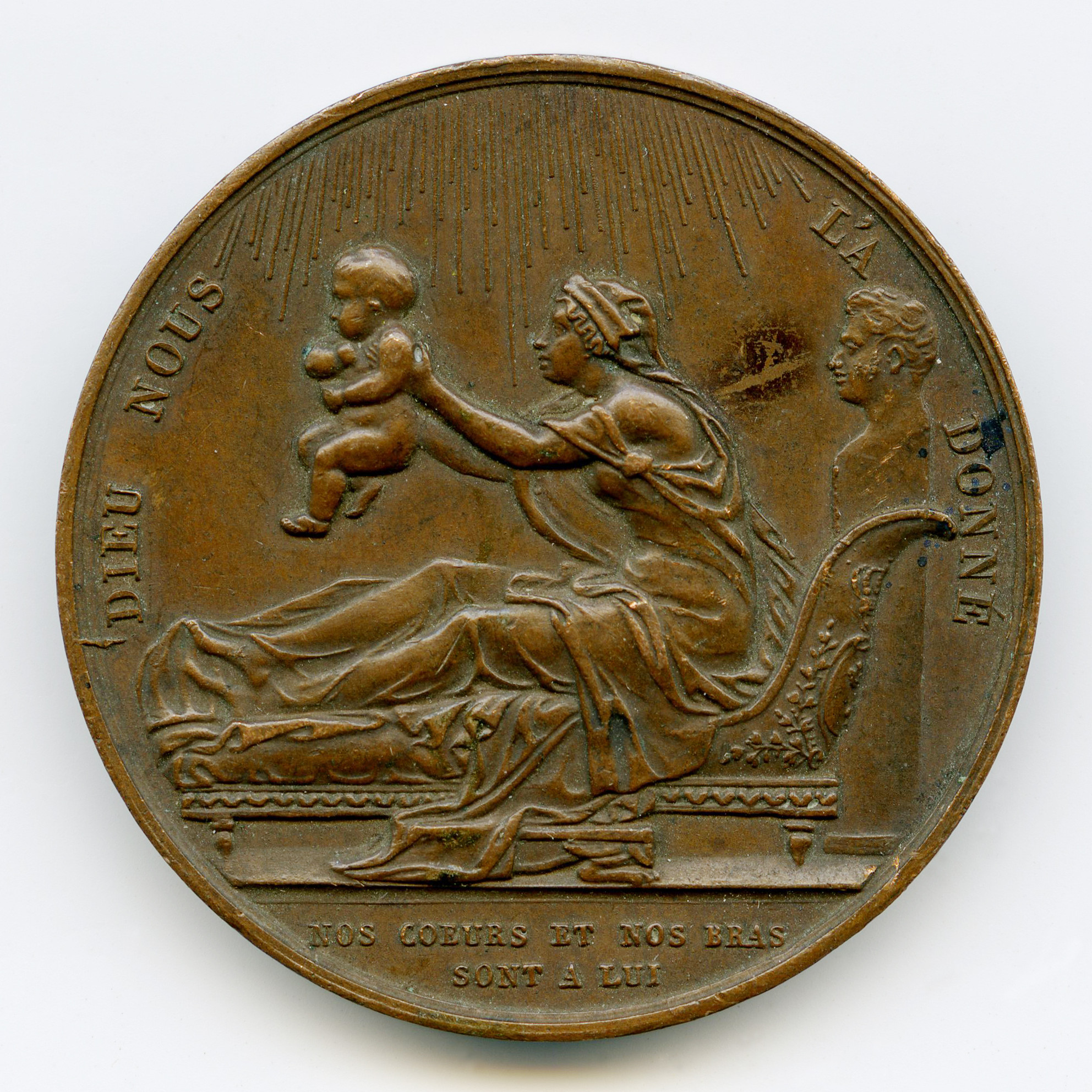 Médaille de naissance - Henri V - 1820 avers Médaille de naissance - Henri V - 1820 avers