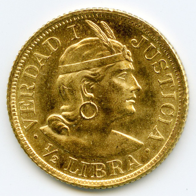 Pérou - 1/2 Libra - 1965 avers Pérou - 1/2 Libra - 1965 avers
